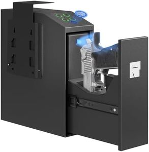 RIFLEWELL Biometric Gun Safe for Pistols, Quick Access Gun Safe for Handgun with Mute Function, Auto Sliding Door Handgun Safe for Pistol, LED Light, PIN Code, Gun Lock Box for Car, Desk, Bedside