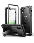 Dexnor Case for iPhone XR 360 Full Body Heavy Duty Rugged Shockproof Military Drop Tested Protective Cover Built in Screen Protector and Kickstand for iPhone XR-Black