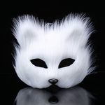 Furry Fox Mask Halloween Cosplay Costume Half Face Veil Eyewear Fancy Dress Eye Mask Halloween Party Makeup Prop Costume Accessory Animal Party Cat Mask for Halloween Easter Carnival Cosplay Party