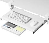 ETHU Small Under Desk Keyboard Tray, 500 x 300 mm, Ergonomic Keyboard Tray with C Clamp Holder, Stable Sliding Keyboard Shelf for Home & Office, White