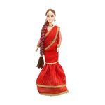 Maalona | Navya | The Indian Doll in Stylish karwachauth Look | Fully Foldable | (11.3 inch, Red Saree)