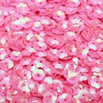 4000pcs 6mm Glitter Flower Bulk Loose Sequins Iridescent Round Embroidery Paillettes Crafts Sequins Cup Spangles for Sewing Christmas Wedding Confetti Decoration Accessories(Pink)