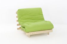 Comfy Living 3ft LUXURY Single (90cm) Wooden Futon Set with PREMIUM LUXURY Lime Mattress