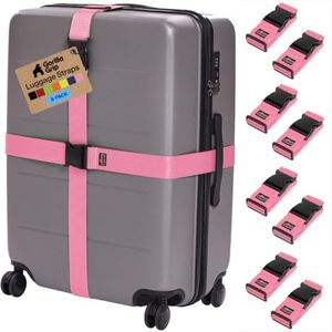 GORILLA GRIP Heavy Duty Luggage Straps for Suitcase, 8 Pack, Pink