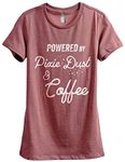 Thread Tank Powered by Pixie Dust and Coffee Women's Fashion Relaxed T-Shirt Tee, Heather Rouge, Small