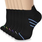 Black Ankle Compression Socks for Women, Low Cut Running Socks for Athletic Workout Cushion