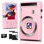 Digital Camera - 4K Digital Cameras for Photography - 44MP UHD Point and Shoot Camera for Kids Teen Boys Girls - Compact Small Vlogging Camera with 16X Digital Zoom, 32GB SD Card and 2 Batteries