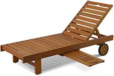 Outdoor Hardwood Sun Lounger Chair (Natural Brown)