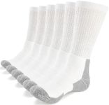 WANDER Mens Crew Socks Cushion Athletic Running Performance Outdoor Sports Hiking Trekking Socks 9-12 (6 pairs white)