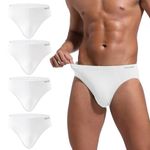 INNERSY Pants Men White Briefs Comfortable Underpants Elastic Sport Hipster Underwear 4 Pack (M, 4 White)