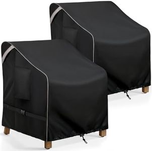 COSFLY Waterproof Outdoor Furniture Covers Heavy Duty, Patio Chair Covers 2 Pack Durable - Fits up to 36W x 37D x36H Inches (Black)