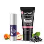 Perfora Luminous White Oral Care Combo: Purple Magic Whitening Serum & Charcoal Watermelon Mint SLS Free Toothpaste For Adults | v34 Colour Corrector for Teeth | Enamel Safe & Effective Teeth Whitener