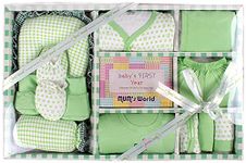 MOM CARE Newborn Baby Gift Set Has All Babies Essential Clothes Born Baby Items for Newly Born Baby Boy/Girl 11 pcs Set (green)