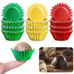 Whaline 300Pcs Christmas Mini Cupcake Liners Golden Red Green Bake Cup Foil Metallic Cupcake Wrappers Xmas Holiday Muffin Liners for Party Supplies Decor