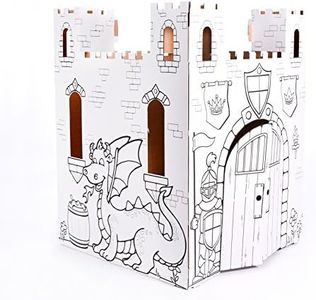 Easy Playhouse Fairy Tale Castle - Kids Art and Craft for Indoor and Outdoor Fun, Color, Draw, Doodle – Decorate and Personalize a Cardboard Fort, 32" X 32" X 43. 5" - Made in USA, Age 3+, White