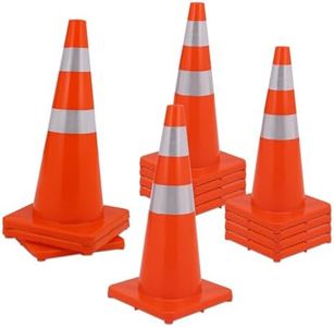 Garvee 12 Pack Traffic Safety Cones 28 in, PVC Orange Cones with Reflective Collars, Parking Training Construction Road Caution Plastic Cones for Parking Lot, Traffic Control, Driving Training