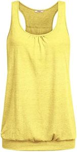 Miusey Workout Tops for Women Loose Fit Womens Sleeveless Round Neck Loose Fit Yoga Tops Racerback Workout Tank Tops for Seniors (X-Large, Yellow)