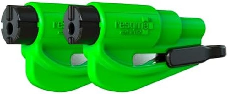 resqme The Original Emergency Keychain Car Escape Tool, 2-in-1 Seatbelt Cutter and Window Breaker, Made in USA, Lime Green Pack of 2- Compact Emergency Hammer