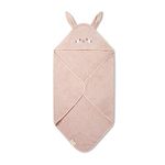MORI Unisex Hooded Bunny Towel Blush Organic Cotton Absorbent Quick Drying Lightweight 75x75cm for Infants Durable Comfortable Blanket Ideal for Bathing Home or Travel