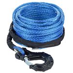 Carforu Synthetic Winch Rope 5/16'' x 50ft,13000LBS Synthetic Winch Line Cable Rope with Protective Sleeve + Forged Winch Hook for Off Road Vehicle ATV UTV SUV Truck Boat Winch Accessory