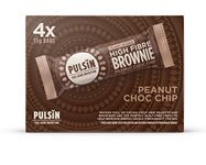 Pulsin - Peanut Choc Chip High Fibre Brownie - 4 x 35g x 12-5.8g Fibre, 4.7g Protein, 154 Kcals Per Serving - Gluten Free, Palm Oil Free & Dairy Free Bars