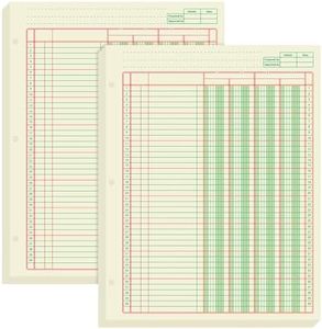 Fulmoon 2 Pack 100 Sheets Analysis Pad Columnar Books Accounting Ledger Book Ledger Paper Pad Columnar Pad for Business, 50 Sheets/Pack, Single Page Format, Green (4 Columnar,8.5 x 11 Inch)