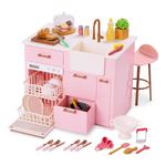 Our Generation - OG Cooking Island - Kitchen Playset & Dishwasher - Dollhouse Furniture & Toy Food - 18-Inch Doll Accessories - Pretend Play - Kids 3 Years +