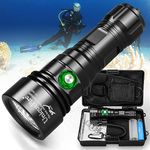 UniqueFire D03 Scuba Dive Light Rechargeable IPX8 Waterproof, 1500 Lumens Super Bright Underwater Diving Flashlight 3 Modes Night Dive Torch 100 Meters Submersible Light