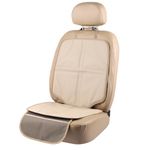 Viaviat Leather Car Seat Protector for Booster Durable Waterproof Protector Mat Large Auto Seat Cover with Storage Pocket for Child Toddler Safety Seat Baby Basket (Beige)