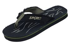 Sunville New Starbay Brand Boy's Light Weight Canvas Flip Flops Sandals (12, Black)