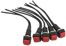 uxcell 5Pcs 10mm Red Square Wired Horn NO Momentary Push Button Switch AC 250V 3A