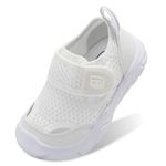 JOINFREE Baby Toddler Water Shoes Swim Sandals Boys Girls Non Slip Quick Dry Mesh Aqua Socks Infant Beach Pool Shoes Barefoot First Walkers Summer Holiday Garden Footwear White 6 UK Child
