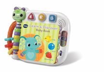 VTech Baby Learn & Discover Baby Book, Interactive Book with 3 Modes & 13 Wipe-Clean Pages, Melodies & Phrases, Teaches Animals, Colours & Shapes, Toy for Babies 6, 12, 24 months +, English version