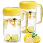 Jucoan 2 Pack 1 Gallon/4L Plastic Straining Pitcher, Large Water Carafe Drink Pitcher Jug Clear Ice Tea Maker Beverage Pitcher Perfect for Ice Tea, Lemonade