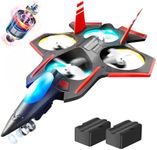 BEZGAR Brushless RC Plane with Camera | 2.4GHZ Remote Control Airplane, 6-axis Gyro Drones for Kids, RC Helicopter, 360°Flip Jet Fighter for Beginners with LED Navigation Lights and Two Batteries