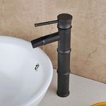 Marcoware Antique Bamboo Single Lever Basin Mixer with Provision for hot and Cold Water, Black, Mat Finish, Brass