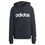 adidas Women's Essentials Linear Hooded Sweatshirt, Black/White, L