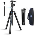 SIRUI Carbon Fiber Travel Tripod with E-10 360° Ball Head, 59.8” Compact Camera Tripod AT-125, Quick Release Reverse Folding Legs, Reversible Center Column, Max Load 17lbs - Traveler X-II
