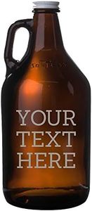 Spotted Dog Company Personalized Etched 64oz Amber Glass Beer Growler - Customized Engraved Gifts for Men - Beer for Men - Groomsmen Gifts, Your Text Here