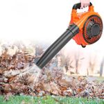 Leaf Blower Cordless Powerful Engine Petrol Powered 26cc Powerful Gas Powered Leaf Blower High Powered Handheld Portable Leaf Blower for Garden Yard Leaf Blowing Snow Removal (orange)