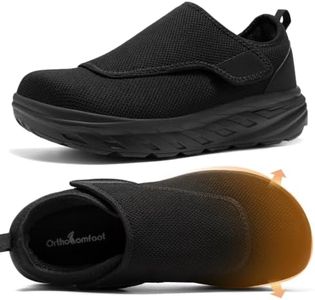 OrthoComfoot Men's X-Wide Diabetic Orthopedic Footwear, Breathable Arch Support Slip On Walking Shoes for Swollen Feet and Daily Errands, Cushioned for Heel Discomfort, Black, Size 12