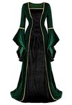 Renaissance Costume Women Medieval Velvet Dress Irish Vintage Victorian Faire Costumes Party Halloween Green Black XL