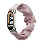 kwmobile Watch Strap Compatible with Xiaomi Mi Band 8 / Mi Band 9 - Dusty Pink Scrunchie Watch Band - 5.5-7.5 inches (14-19 cm)