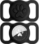 Joytale 2 Pack Airtag Dog Collar Holder, Elastic Silicone Air Tag Holder for Dogs and Cats, Light and Durable Apple Airtag Holder with Slide-On Loop(Black/Black)