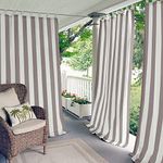 Elrene Home Fashions Indoor/Outdoor Cabana Stripe Tab Top Single Panel Window Curtain Drape, 50"x95", Gray