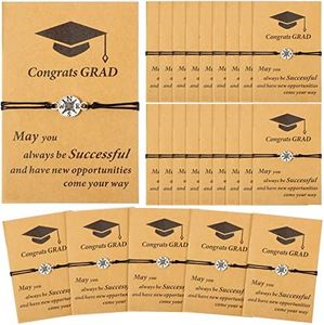 Sasylvia 24 Pcs Graduation Bracelet Set 2024 Adjustable Bracelet with Card College High Friends Gifts bracelet (Compass)