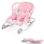 Maxmass 2-in-1 Baby Rocker, Foldable Infant Bouncer Chair with 3-Position Adjustable Backrest, Removable Toy Bar and Safety Belt, Portable Newborn Stationary Seat for 0-6 Months (Pink)