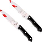 SULOLI Halloween Fake Knife,2 Pieces Zombie Knife Halloween Costume Knife Props Fake Knife for Halloween Party Costume Accessory