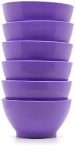 CaliBowl Non-Spill Mini Plastic Bowl Set - 8oz Reusable Kitchen Bowls with Concave Inner Lip and Non-Slip Base - For Serving Dips, Nuts, Ice Cream and Snacks - Set of 6 - Sunset Purple