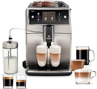 Philips Saeco Xelsis Super Automatic Espresso Machine - LatteDuo Milk System, 15 Coffee Varieties, 8 User Profiles, Touch Screen, Stainless Steel, (SM7685/04)